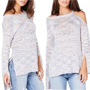 Michael Stars Black Marbled One-Shoulder Tunic Sweater - Size L - Linen Blend